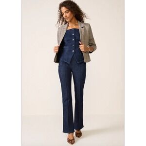 Spanx Micro Flare Jeans Dark Indigo Blue Front Seam Small